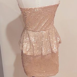 Blush sequin strapless dress size Small